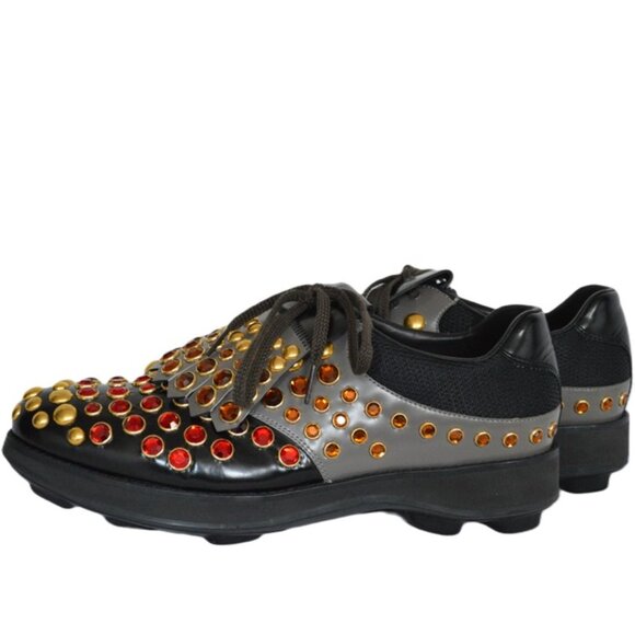Prada Studded Spazz Lux Runway Oxfords Shoes SZ US 9.5, UK8.5 NWB main image 5